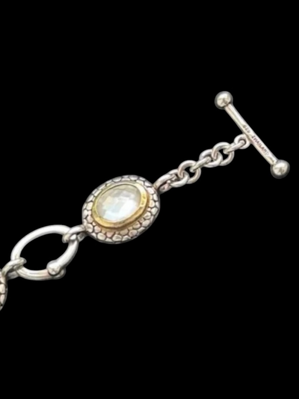 Michael Dawkins .925 Sterling Silver Mother of Pearl Doublet Link Bracelet - Picture 6 of 9